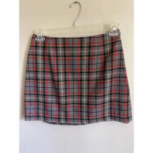 Y2K Vintage Grunge Plaid Wool Mini‎ Skirt Size 6 Made in Italy Academia